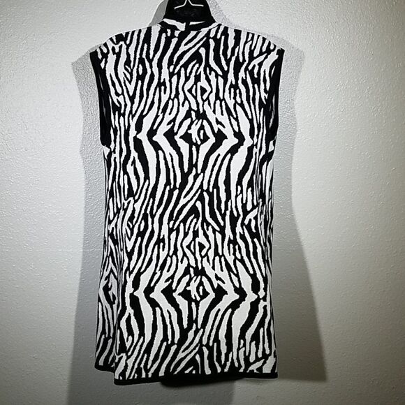 Chicos Maggie Zebra Stripe Open Front Vest 0 Sm/4 - Picture 3 of 6